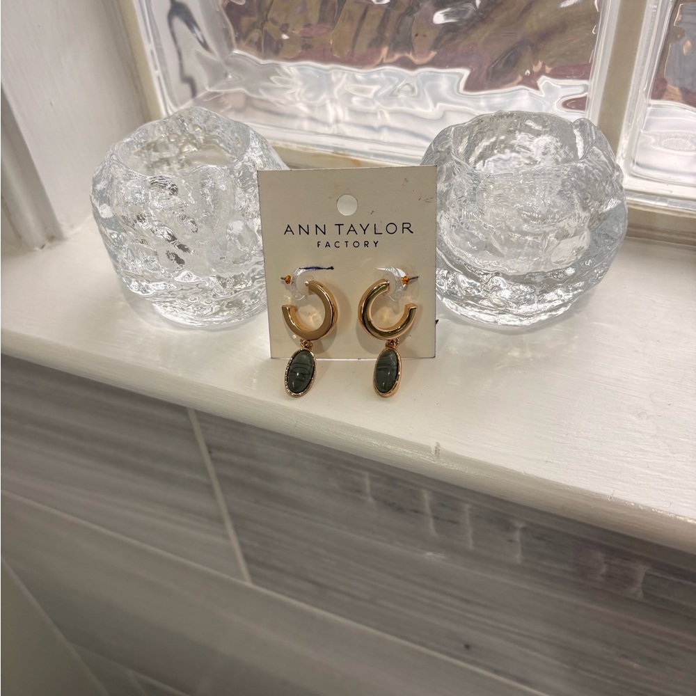 Ann Taylor Gold and Green Candle Holders